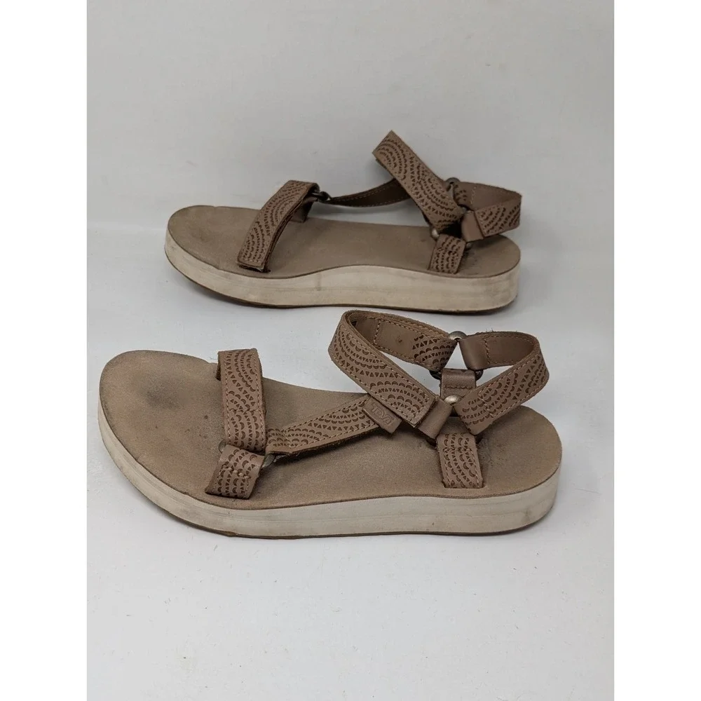 Teva Women's Size 9 Midform Universal Tan Leather‎ Platform Sandals 1090873